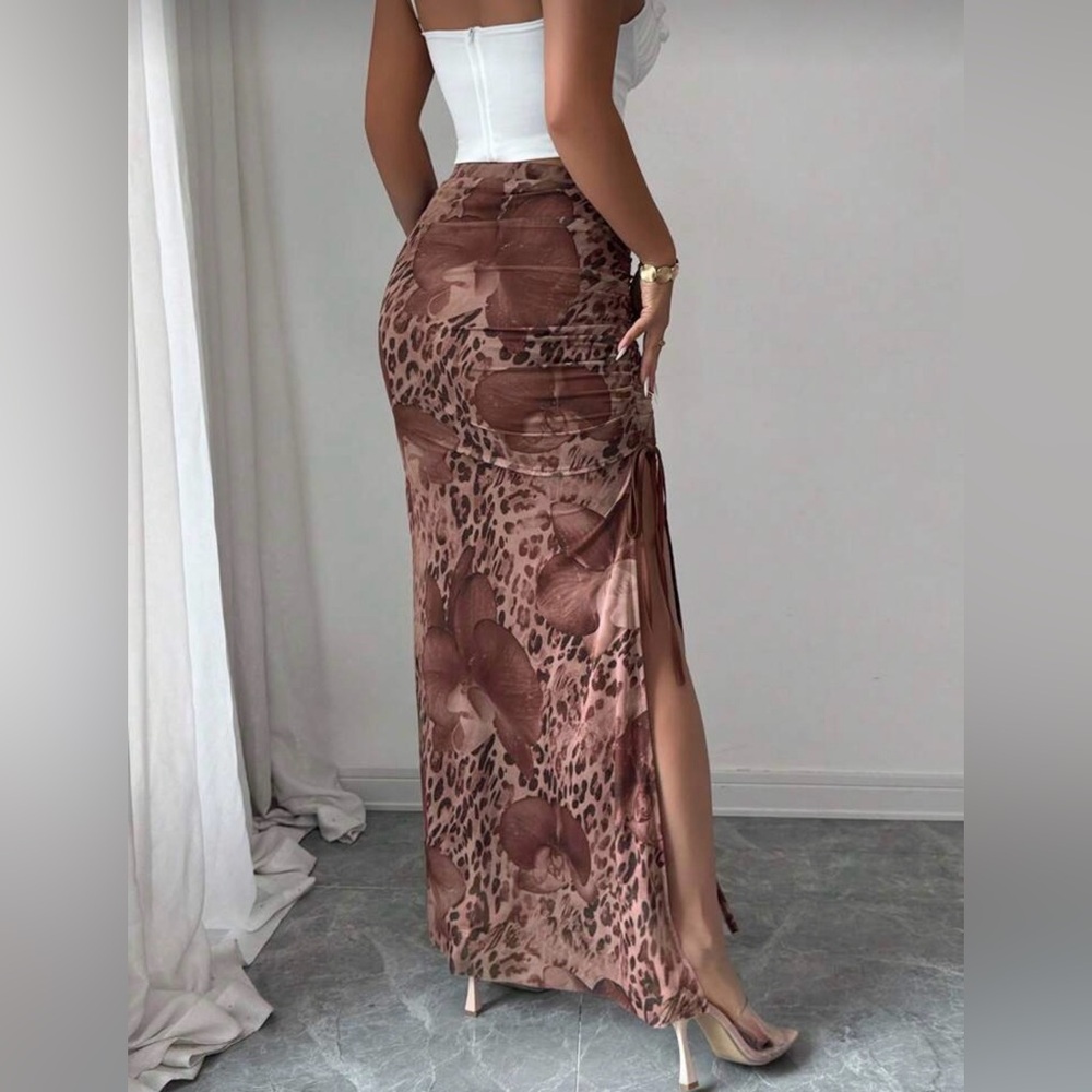 Brown Floral Maxi Skirt - never worn - Picture 2 of 7